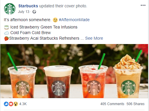 Starbucks Facebook Post