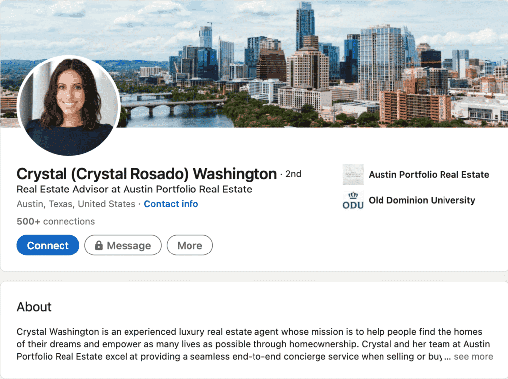 Real estate LinkedIn profile