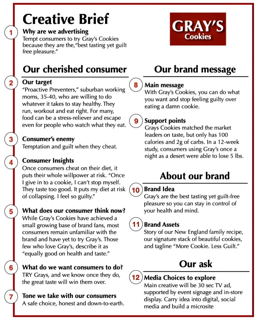 How To Write A Creative Brief Free Template Examples SocialBee   Grays Cookies Creative Brief 