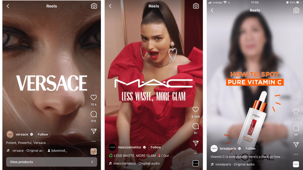 Versace MAC L'Oreal Social Media Video Examples