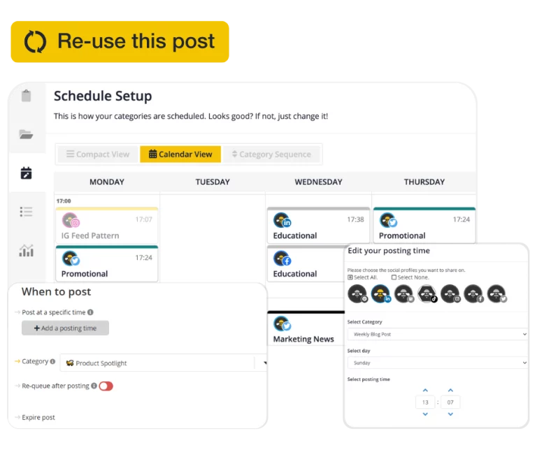 SocialBee scheduling and publishing