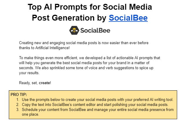 1000+ AI & ChatGPT Prompts for Social Media Post Generation - SocialBee