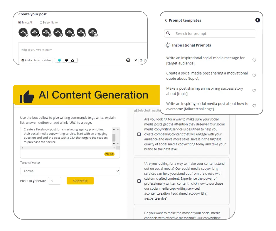 SocialBee's AI social media post generator