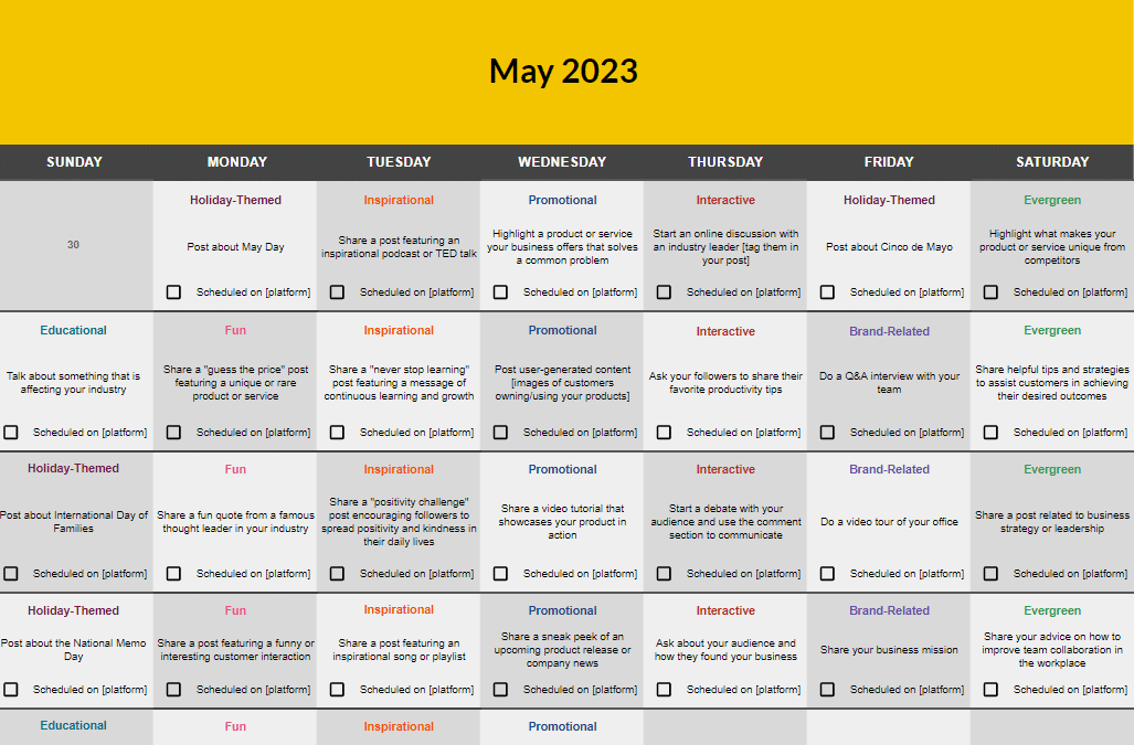 [Template] How to Build a Social Media Content Calendar in 2023 SocialBee