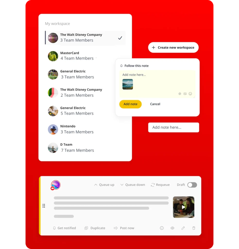 SocialBee team collaboration features for youtube