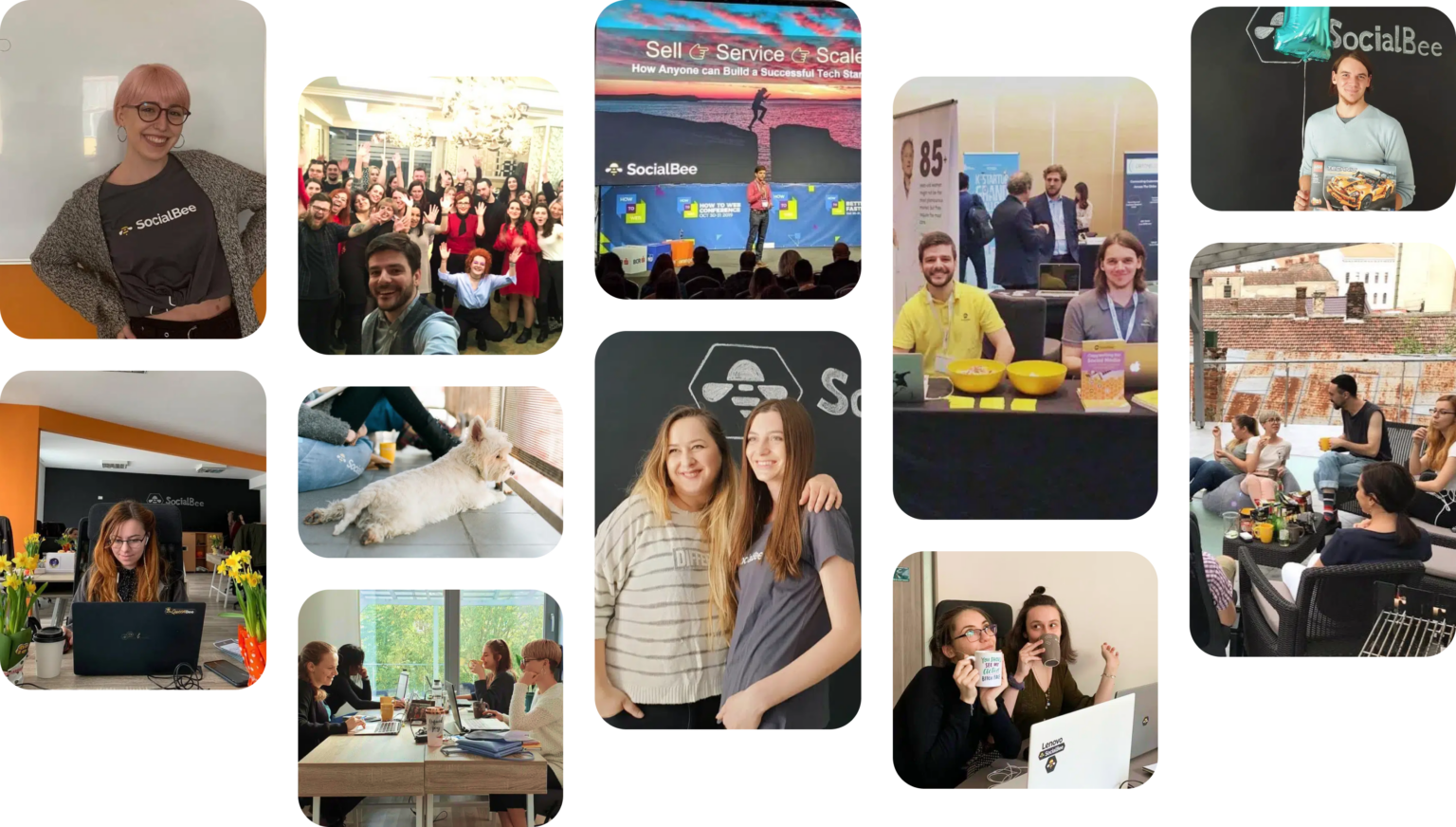 SocialBee team photo collage