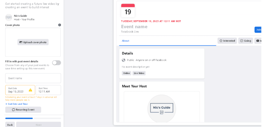 Create Facebook Live dashboard