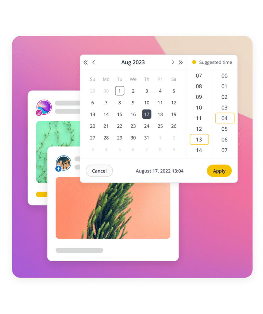 SocialBee posting times calendar