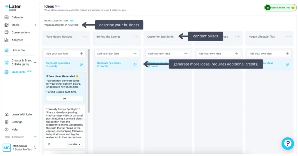 Later AI content ideas generator