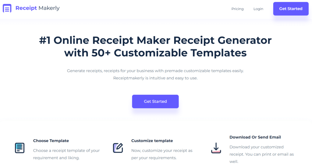 Receipt Makerly Landing Page