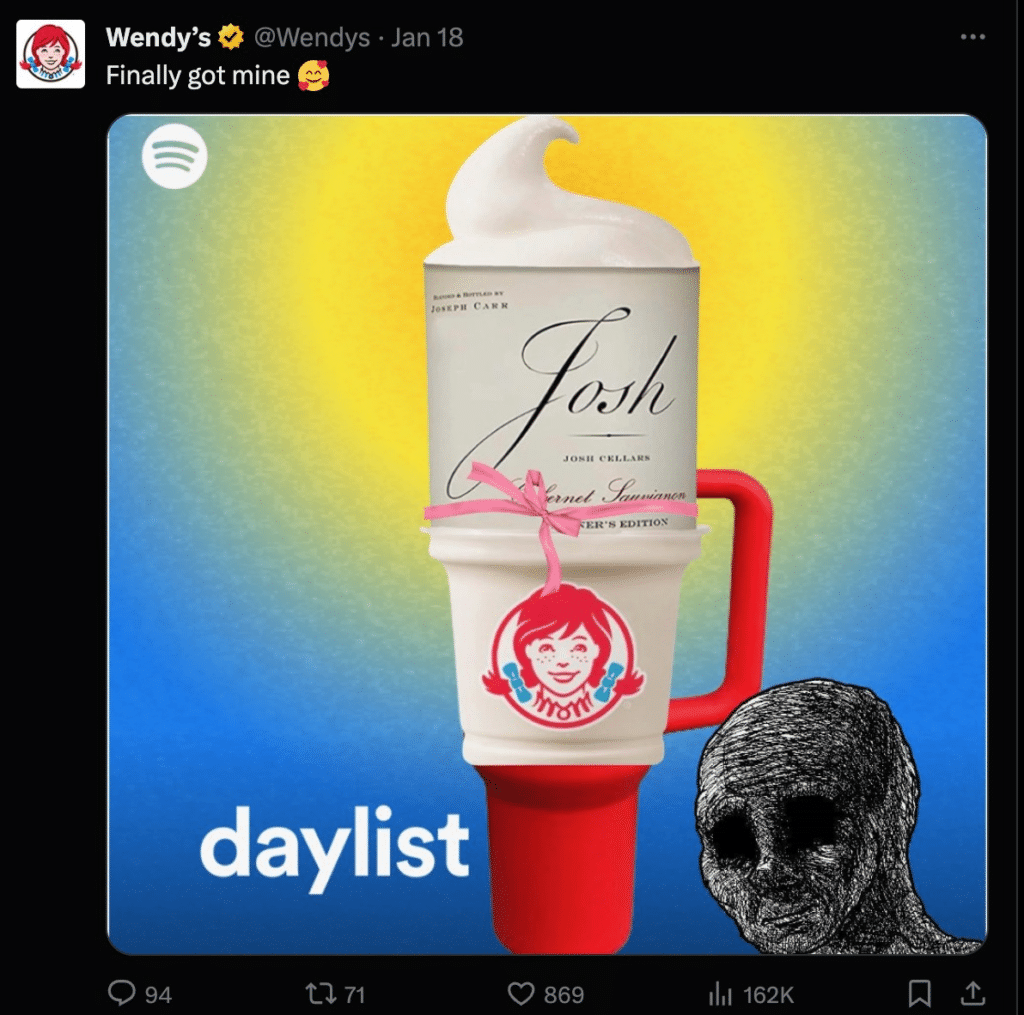 Screenshot of a meme posted on X by Wendy's