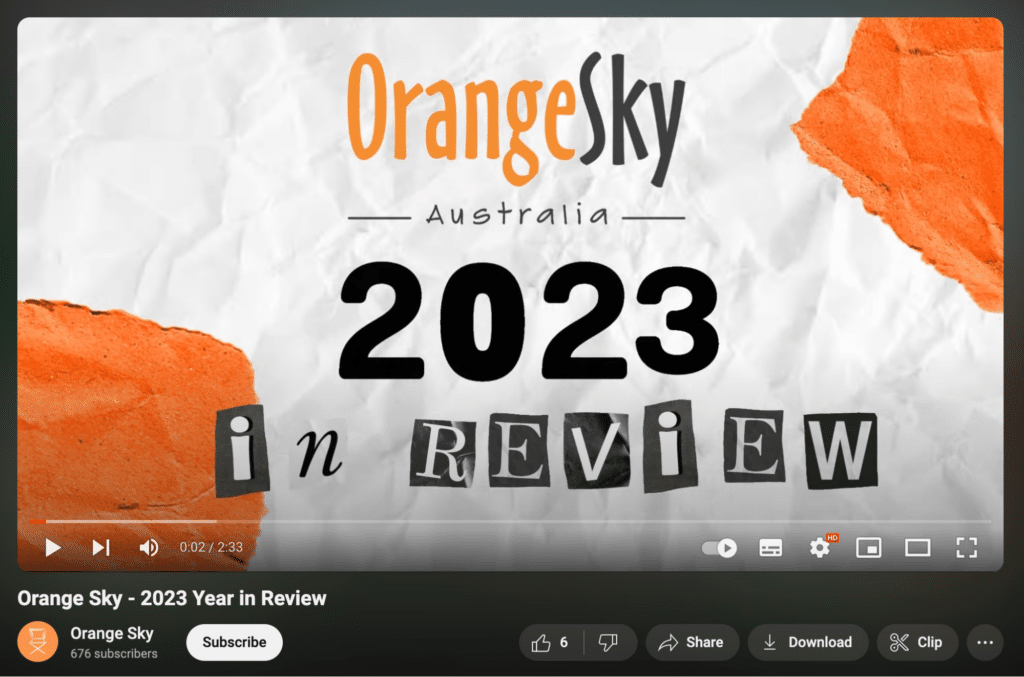 screenshot of orangesky year in review video