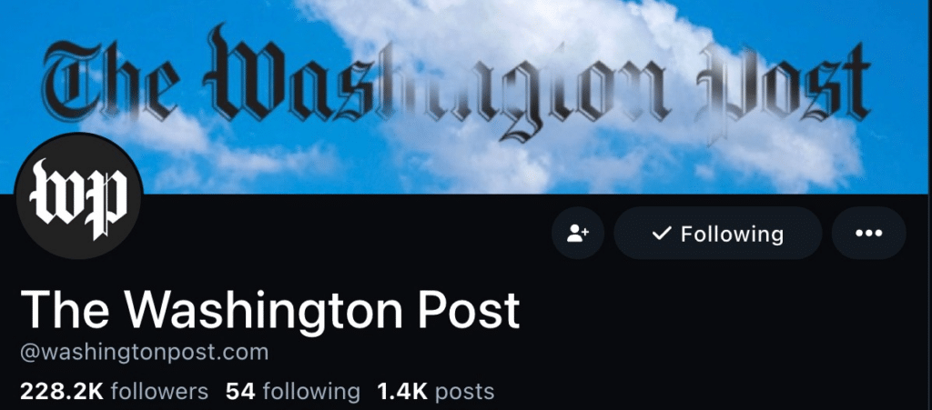 screenshot of bluesky custom domain the washington post