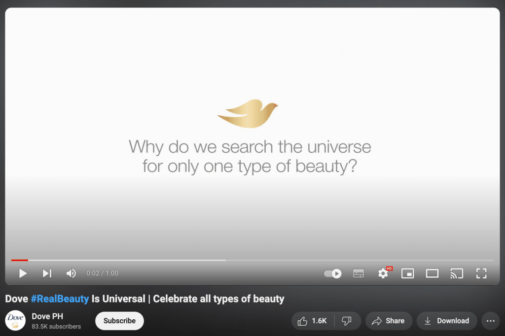 screenshot on youtube: dove real beauty campaign