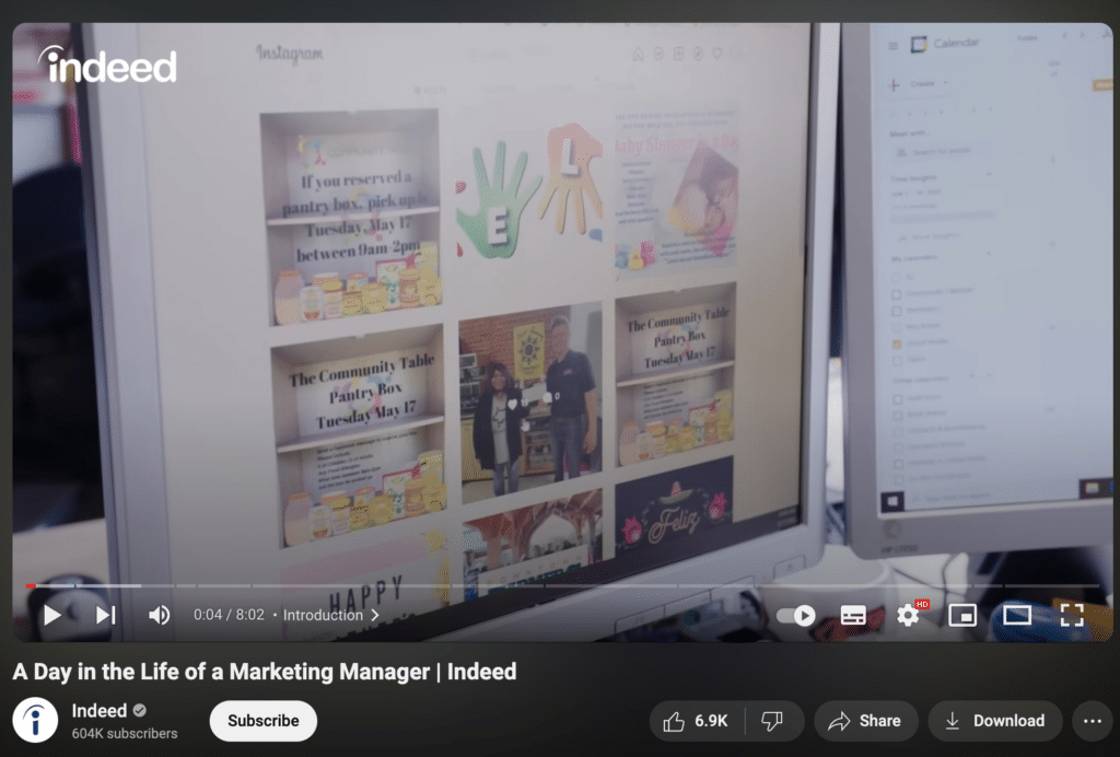 day in a life marketing manager indeed youtube video screenshot
