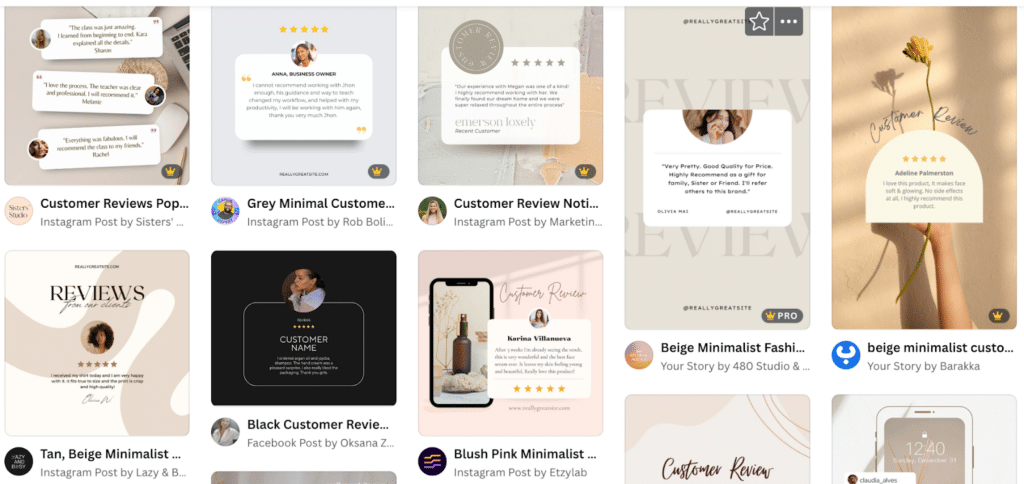 customer review canva template