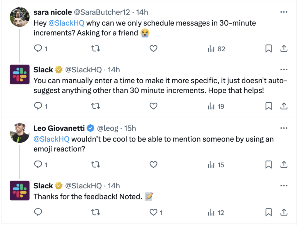 Slack replying to Twitter mentions