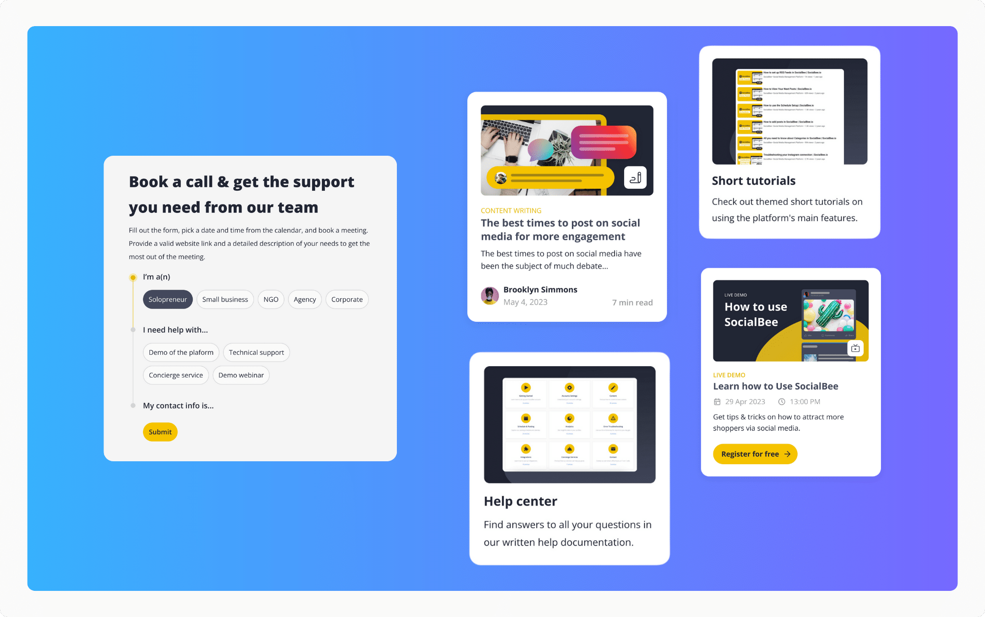 SocialBee customer support resources