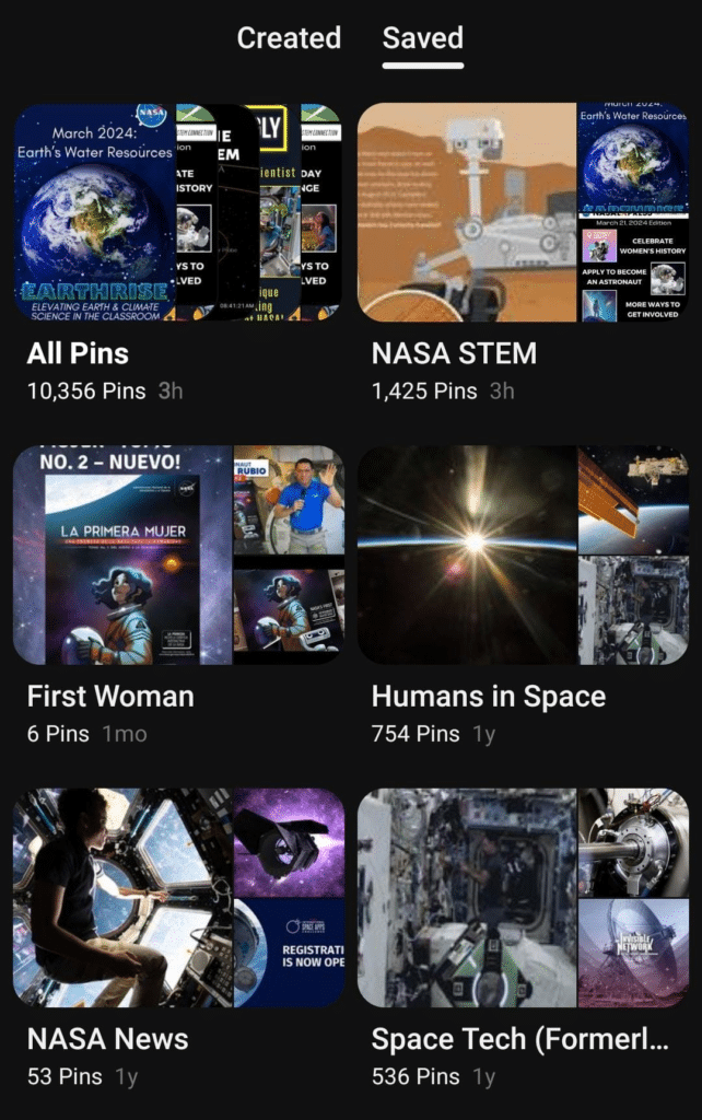 NASA Pinterest Boards