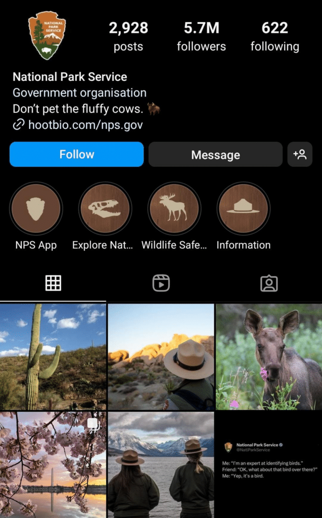 National Park Service Social Media Post