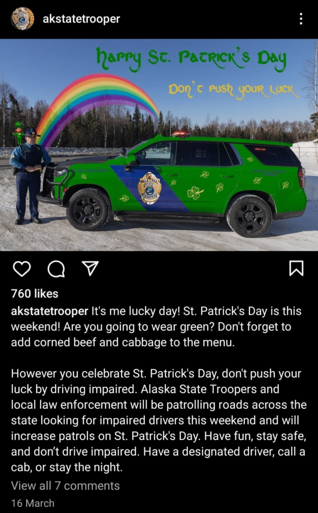 Government Agency Alaska Troopers Public Safety Instagram Post