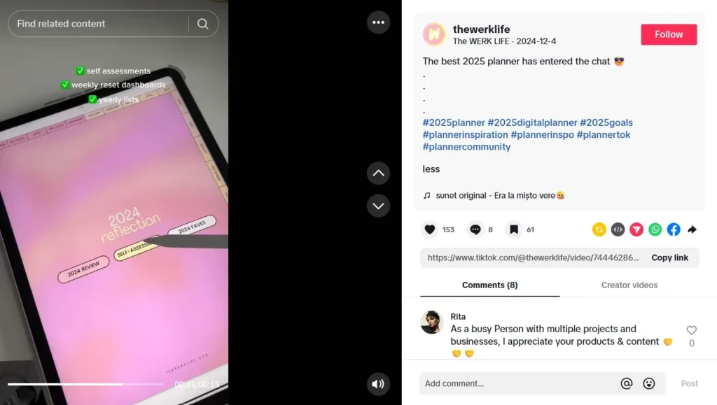 tiktok hashtag strategy on the werk life content