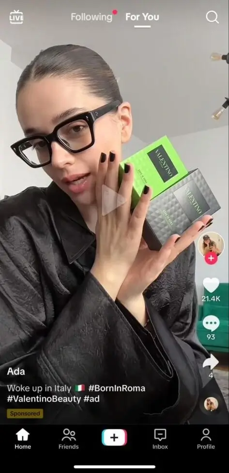 valentino tiktok spark in-feed ad