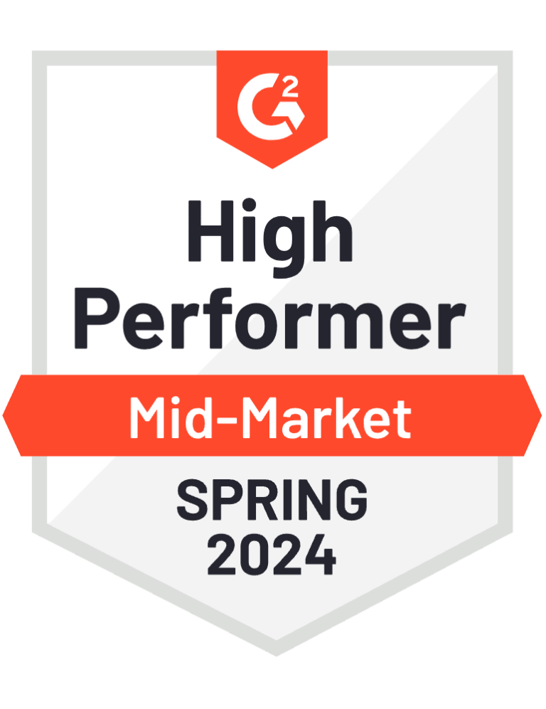 SocialBee G2 Badge for Social Media Management HighPerformer Mid Market High Performer