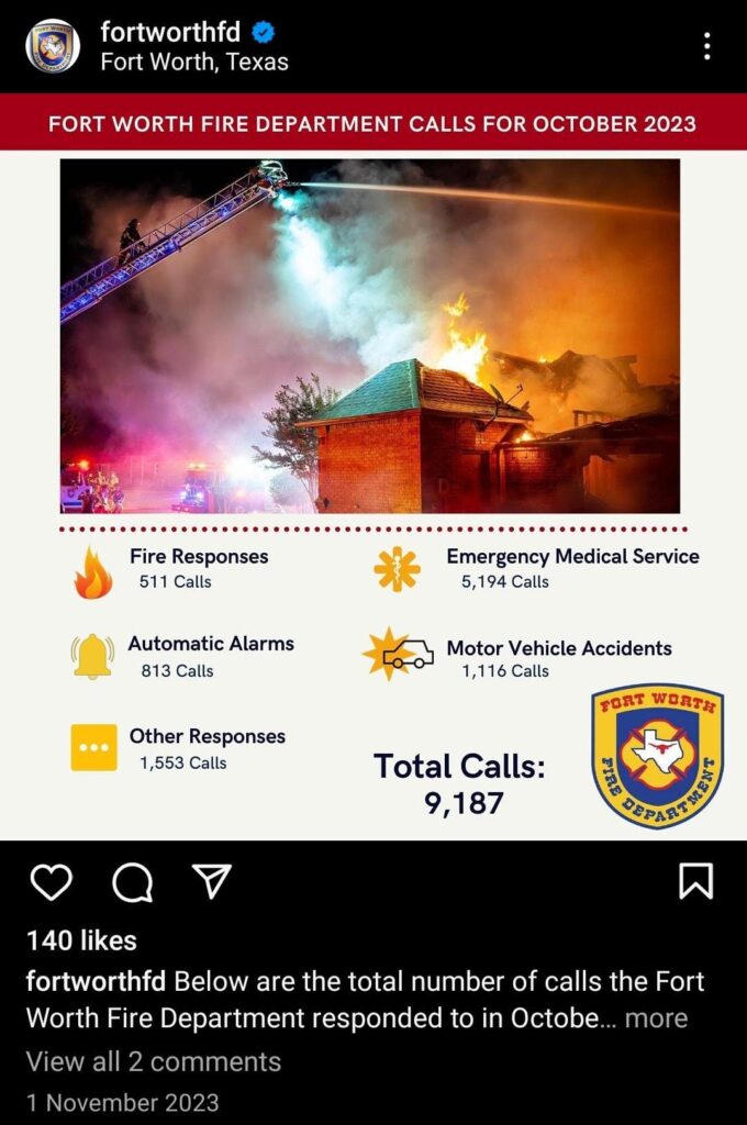Fort Worth Fire Department Instagram Post