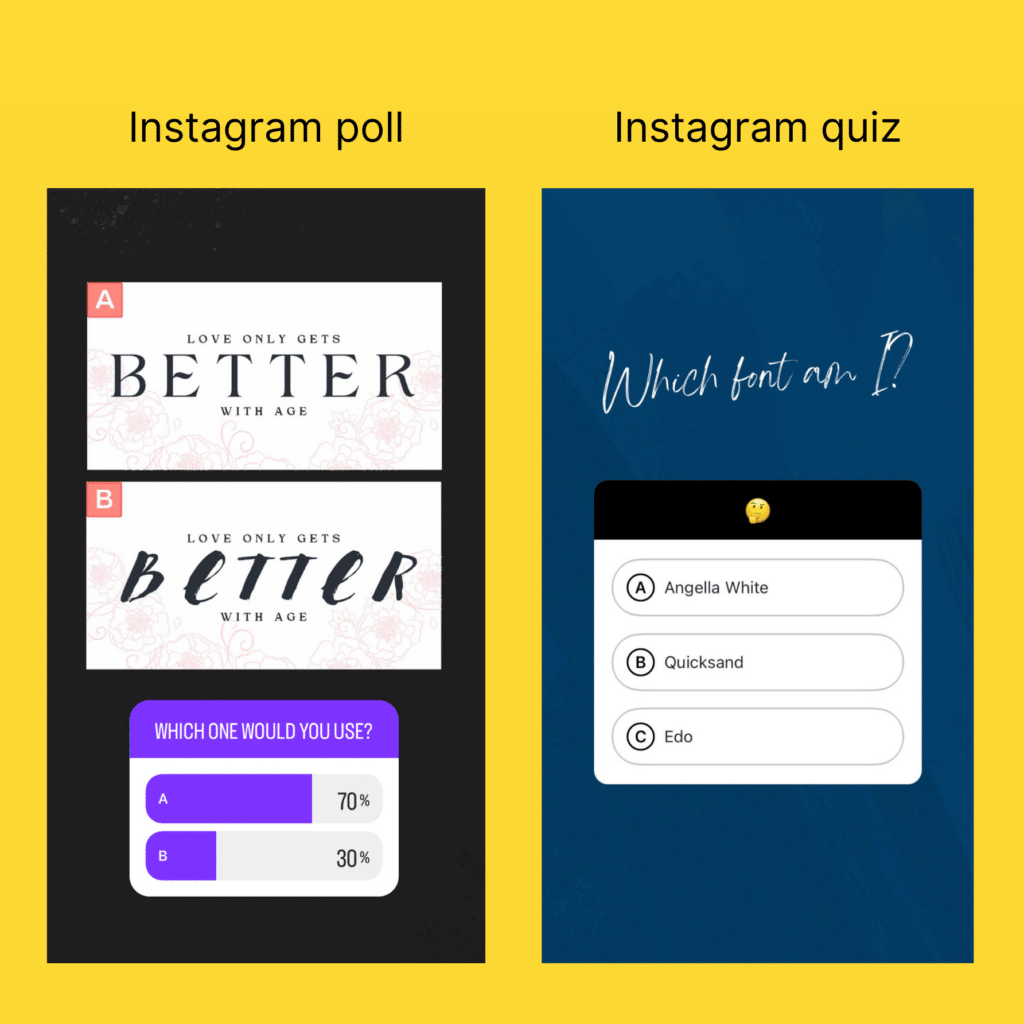 instagram poll / instagram quiz