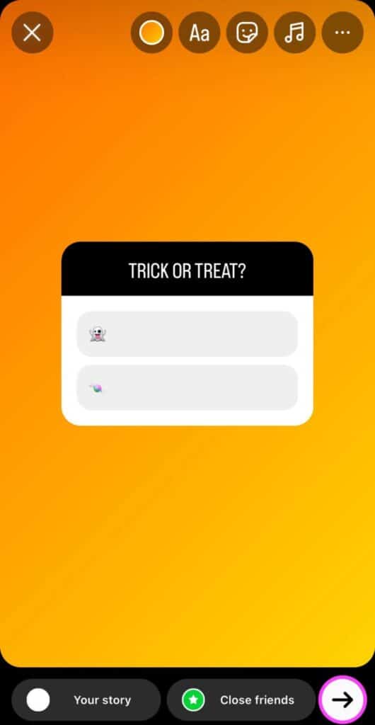 instagram poll : trick or treat