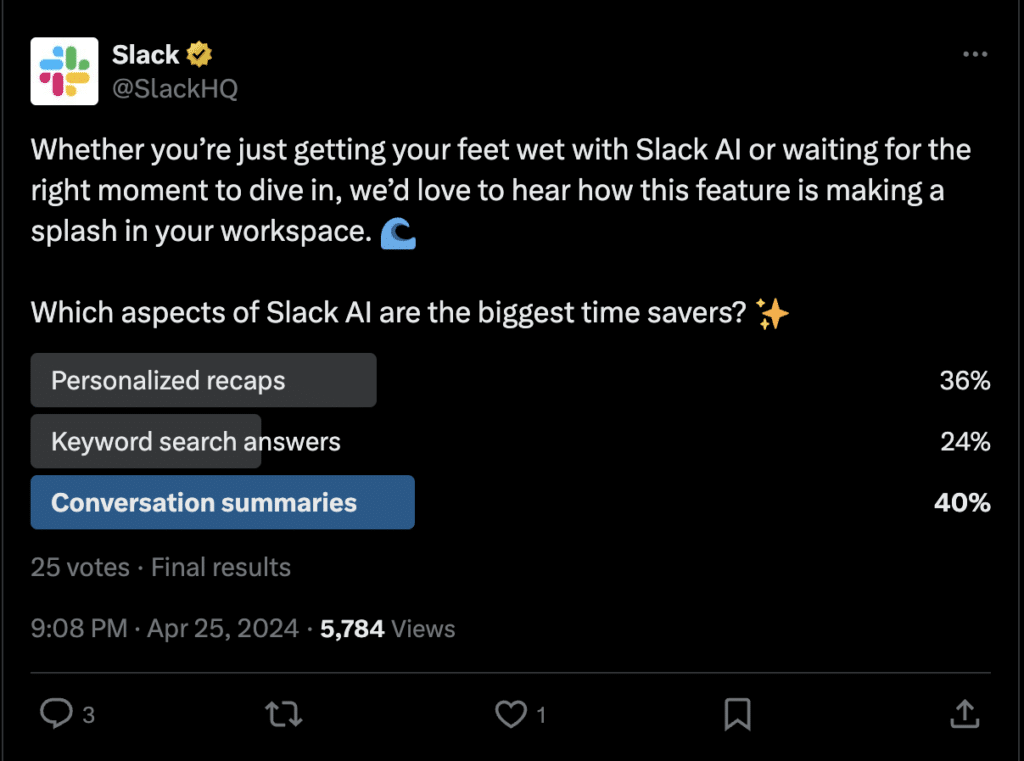 Slack Twitter poll