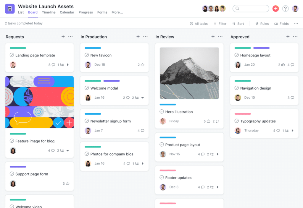 asana dashboard