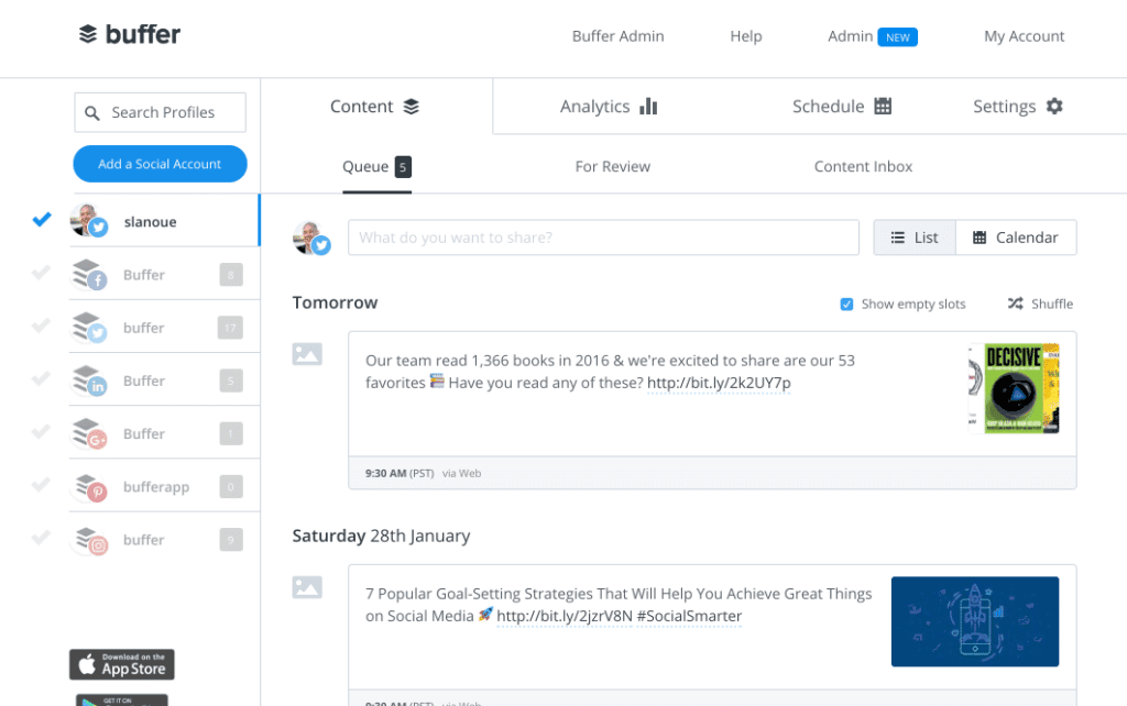 buffer dashboard