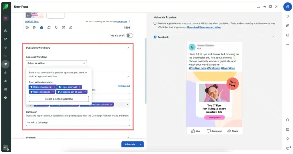 sprout social approval workflow templates