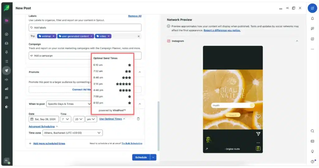 sprout social best posting times