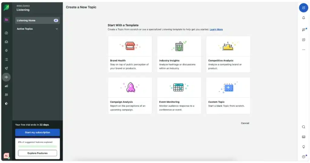 sprout social listening templates