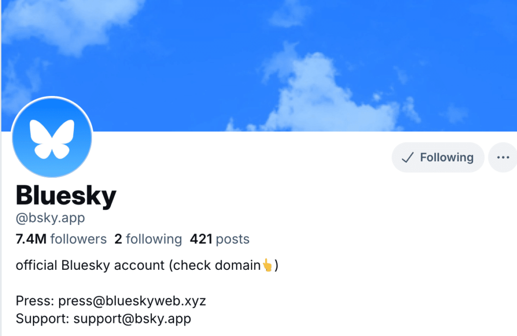 bluesky account on bluesky