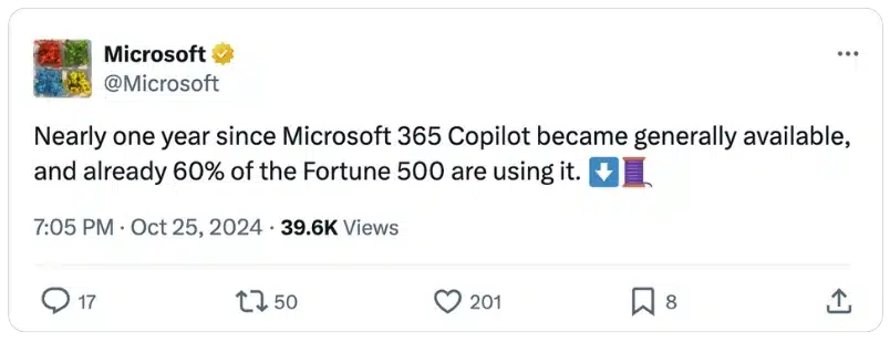 example of a short tweet from Microsoft