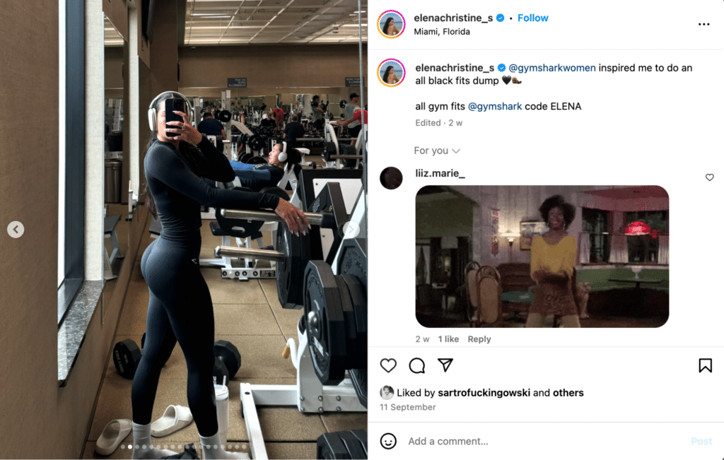 gymshark influencer post