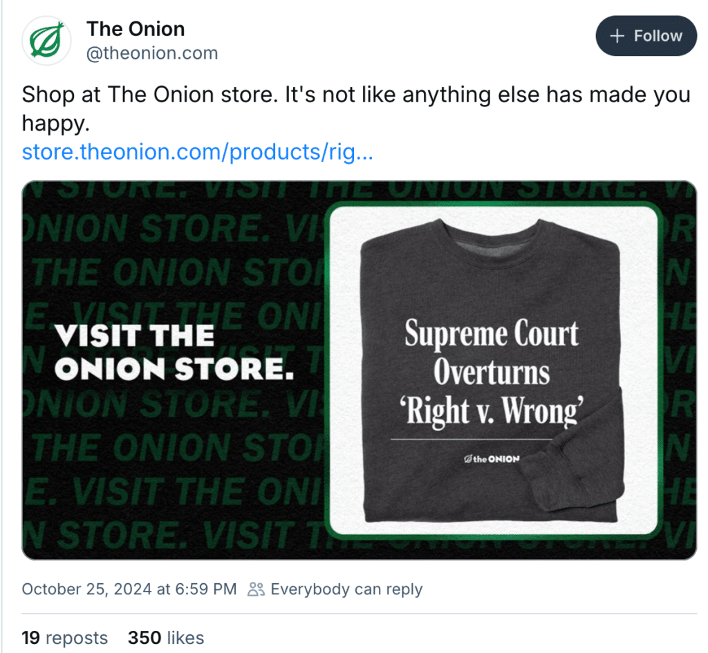 the onion bluesky post