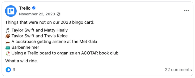 Trello facebook post example