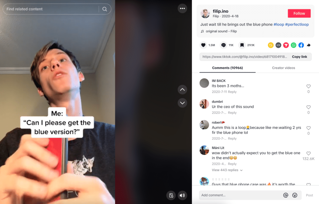 tiktok video loop