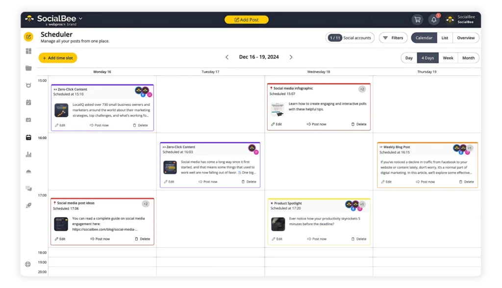 SocialBee scheduler