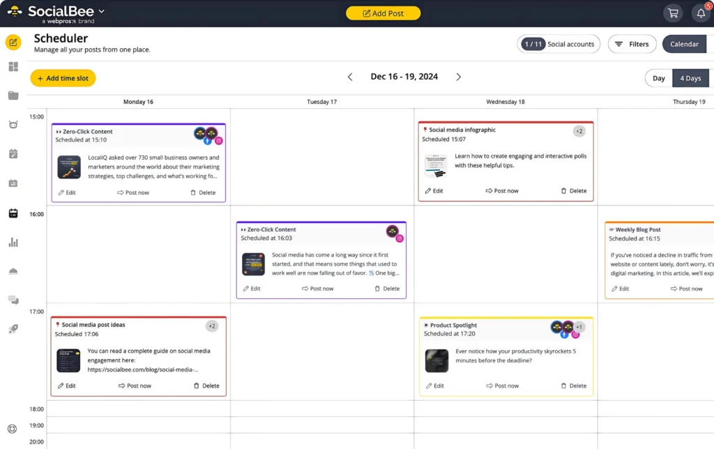 SocialBee scheduler