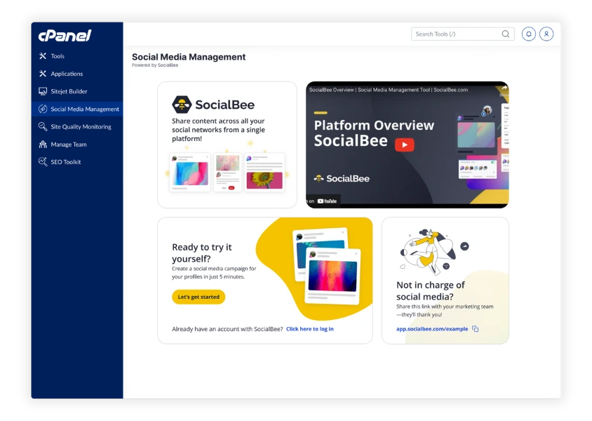 SocialBee and cPanel integration