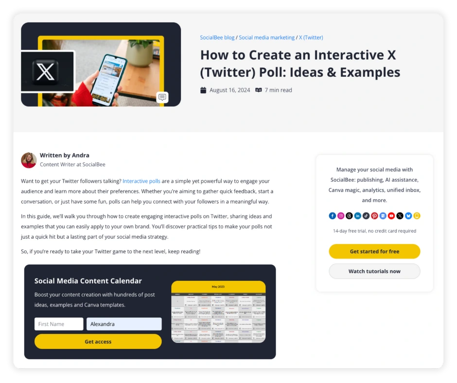 SocialBee mofu article