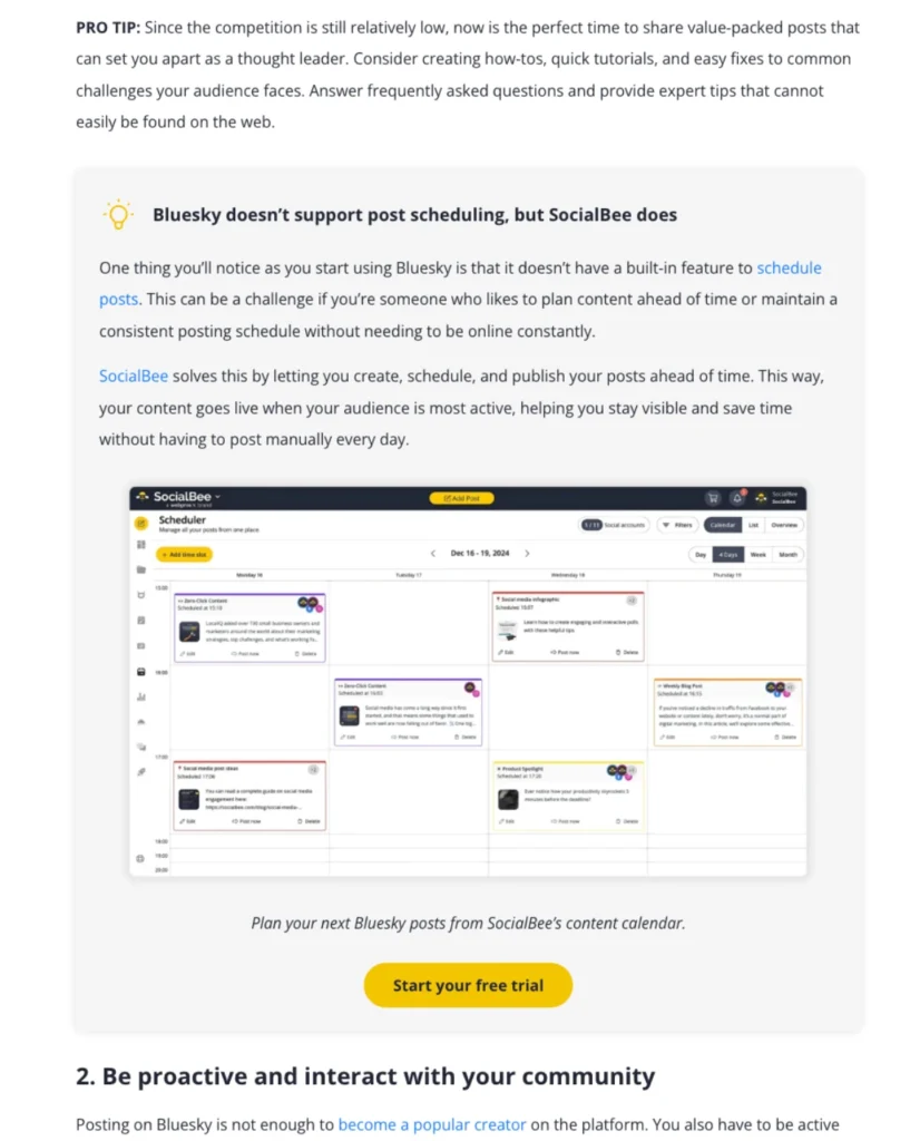SocialBee promo in blog post