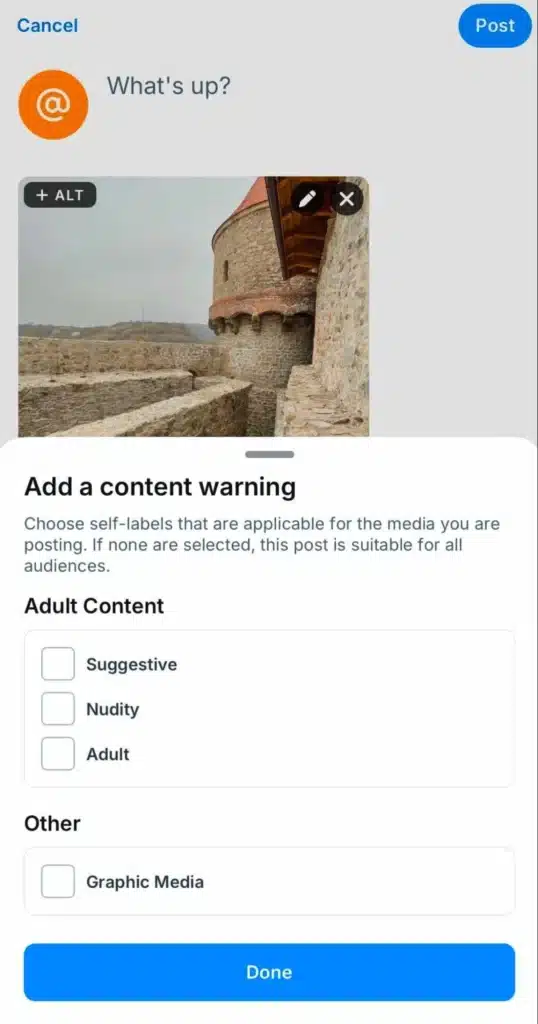 add content warning bluesky