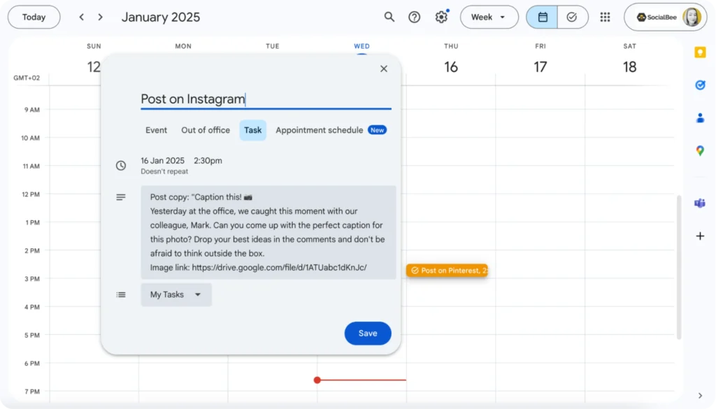 using Google calendar as a social media planner